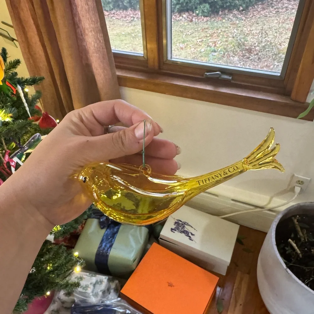 Tiffany & Co. Gold Glass Bird Holiday Ornament